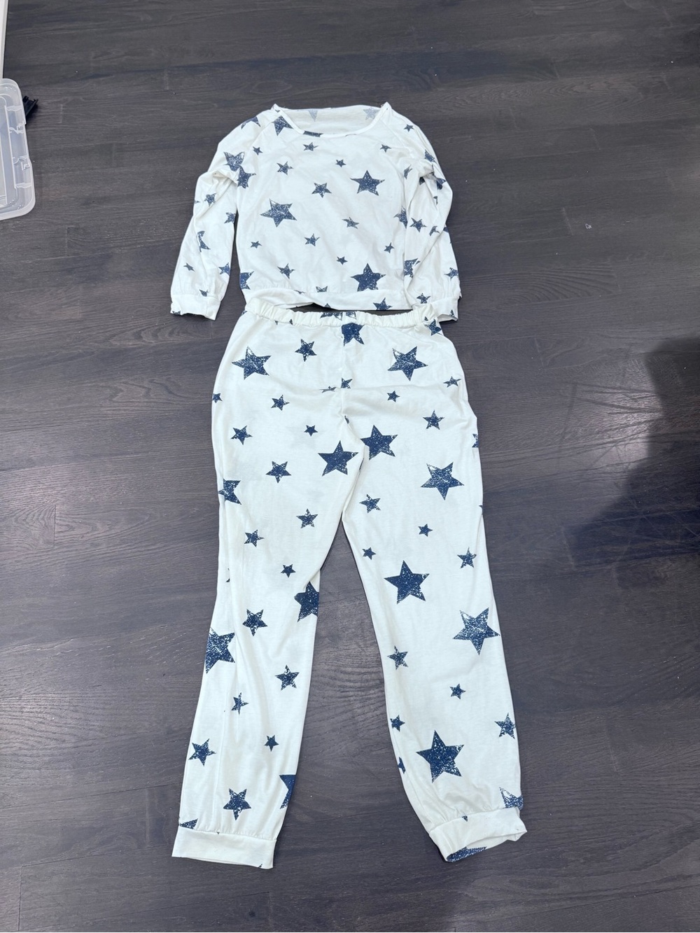 Kids Star-Print White and Navy Pajama Set